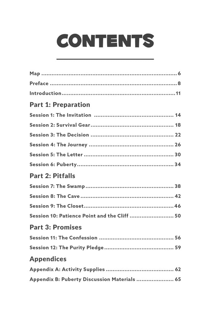 My Path to Purity Parents' Trail Guide Table of Contents